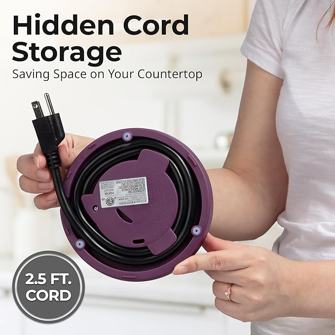 Zulay Kitchen Fast Boiling Electric Water Kettle - 1.7L, 1500W, Auto Shut-Off for Overboil & Boil Dry Protection, Cool-Touch Handle, 360° Base - Rapid Teapot Boiler For Coffee & Tea - Purple - Bloomnest