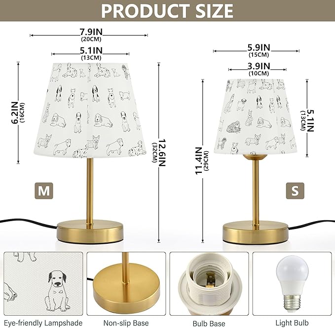 Doodle Puppy Dog Dimmable Table Lamp Night Light Bedroom Lamps for Nightstand Living Room Dorm Home Office Desk, LED Bulb Included, M - Bloomnest