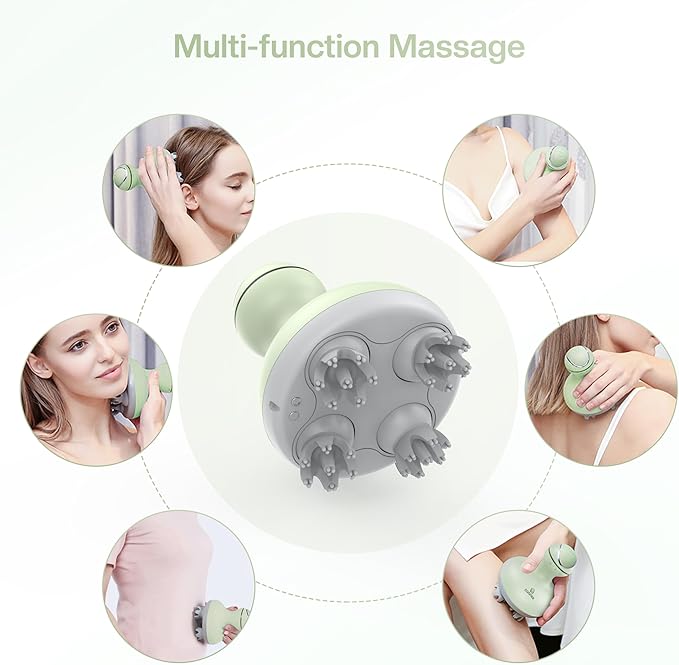 COMFIER Scalp Massager, Electric Head Scratcher, Portable Head Massager for Hair Growth with 84 Silicone Massage Nodes, Dog&Cat Massager, Rechargeable, Waterproof, Gifts for Mom,Dad,Women,Men (Green) COMFIER