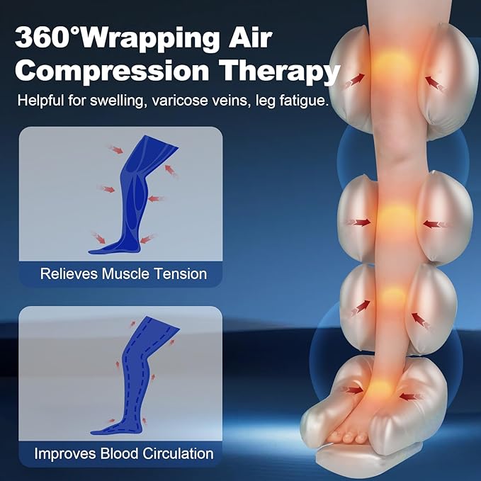 Leg Massager, Leg Compression Massager with Heat and Vibration, Foot and Leg Massager for Circulation and Relaxation, Gift for Women Men Mom Dad - Bloomnest