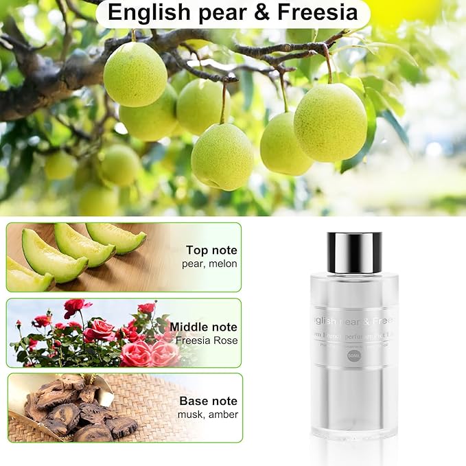 Amor Lyris 2 Packs Essential Oil Refill for Smart Car Air Freshener, 3.5OZ Car Diffuser Refill, Aromatherapy Perfume Refill Can be Used for 4-8 Months, Made with Natural Plant Extracts, British Pear - Bloomnest