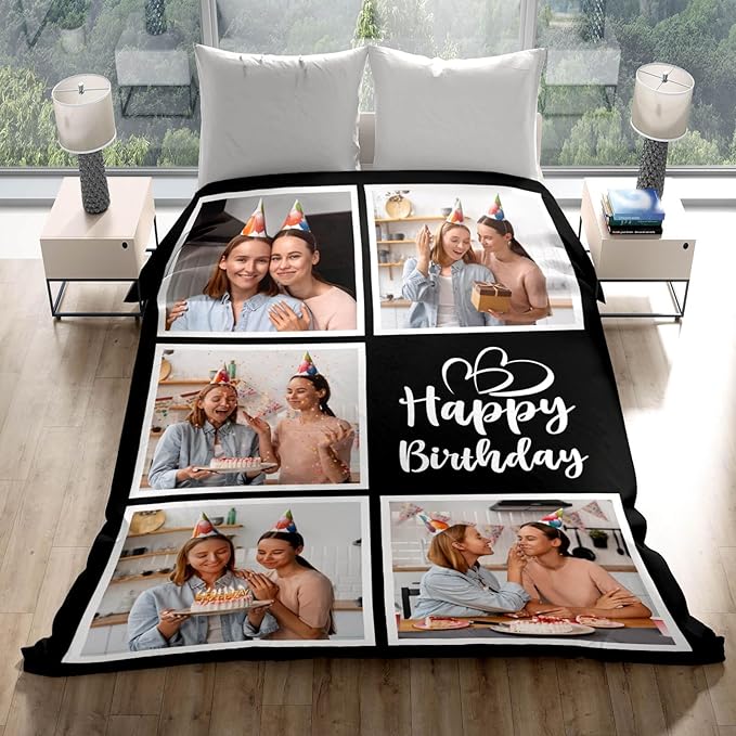 Personalized Birthday Gifts for Women, Custom Blankets with Photos, Personalized Blanket with Photos & Text, Personalized Photo Blankets - Bloomnest