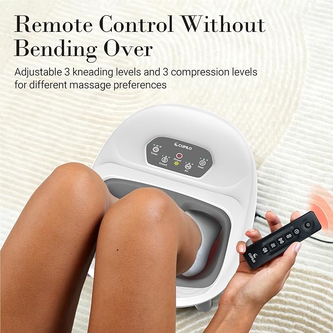 Foot Massager for Plantar Fasciitis, FSA Eligible HSA Upgraded Full Feet Shiatsu Massage, Remote Control Multi-Level Settings for Neuropathy, Gifts for Women Men, Fits Up to 14"(White)