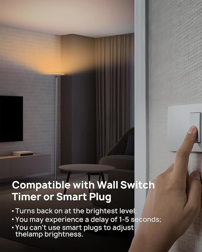 TROND Floor Lamp, 5000LM Super Bright Sky LED Modern Torchiere Standing Lamp, 3000K Warm White Light, 5-Level Dimmable, Modular 71 in Tall Pole Light, 30-Minute Timer for Living Room, Bed Room - Bloomnest