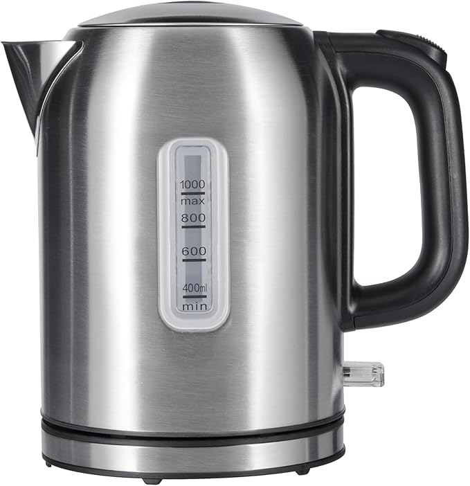 Amazon Basics 1.1Qt (1L) Electric Kettle, Tea Kettle & Water Boiler, with Auto Shut-Off, Boil Dry Protection, High-Safety Strix Thermostat, BPA-Free, 1500W, Stainless Steel, New Model, Black & Silver - Bloomnest