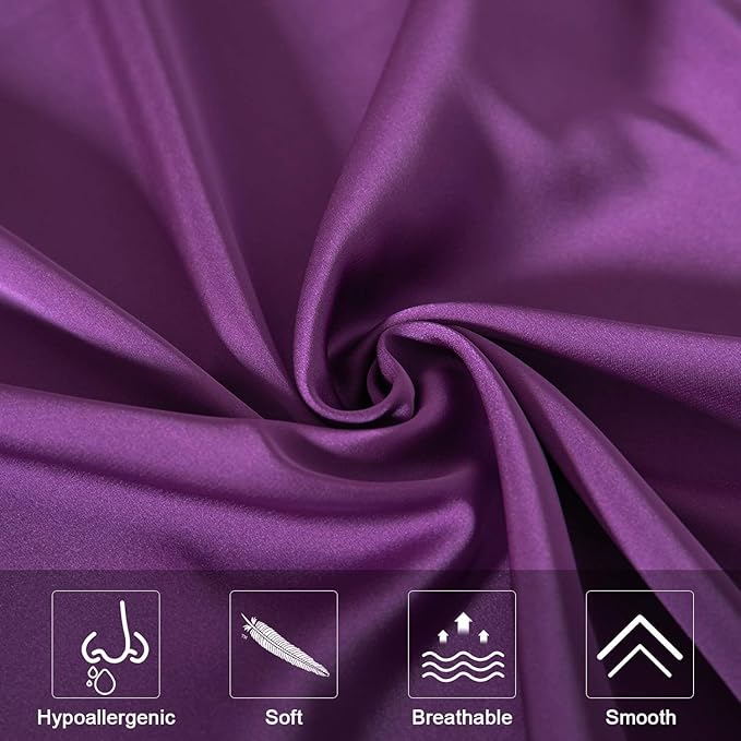 Mulberry Silk Pillowcase for Hair and Skin,Queen Size Cooling Silk Pillow Case with Hidden Zipper,Allergen Proof Dual Sides Soft Breathable Smooth Silk Pillow Cover for Women(Queen,Purple) - Bloomnest