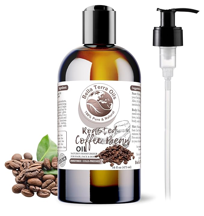 Bella Terra Oils - Roasted Coffee Bean Oil 16oz - Bask in the Richness of Coffee Bean Oil for Skin, Infused with Vitamin E, The Pinnacle of Skin Nourishment - Bloomnest