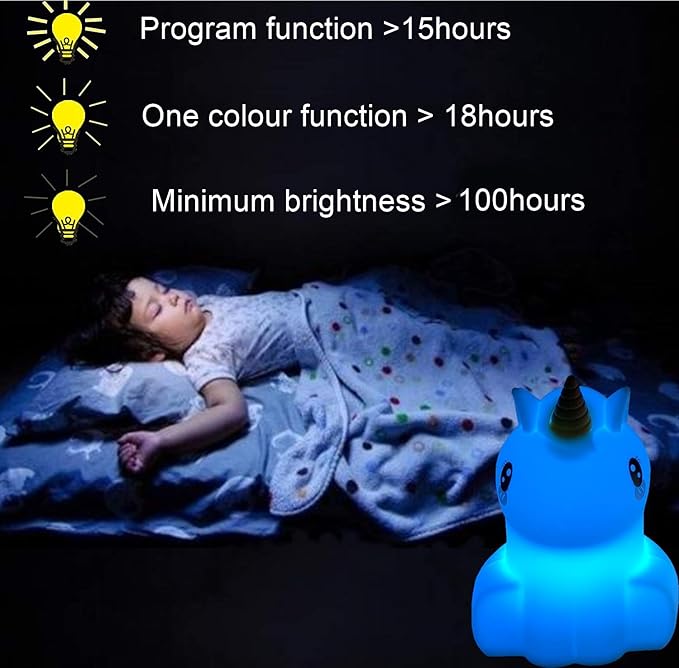 Large Unicorn Night Lights for Kids, 9 Colors silicone Bedside Table Lamps Baby Bedroom Lighting Nursery Children Tap lamp for Toddlers Boys Girls Adults Student Elder Bathroom Outdoor - Large - Bloomnest