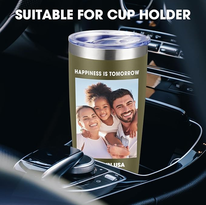Personalized Custom Tumbler Print in USA 24 Pcs 20oz Stainless Steel Coffee Cup with Lid & Straw Double Wall Insulated Tumbler with Colorful Text Logo Photo - Bloomnest
