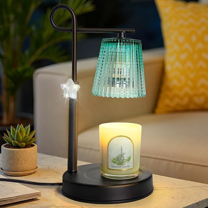 Candle Warmer Lamp with Timer Dimmer, Adjustable Height Wax Warmer Lamp for Jar Candle, Wax Melter House Warming Gifts New Home Décor, Birthday Gifts for Women Mom (Black - Star) - Bloomnest