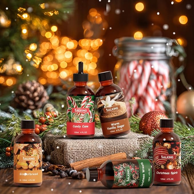 SALKING Christmas Wreath Fragrance Oil, 120ml (4 Fl Oz) Premium Essential Oils for Diffuser, Candle Scents for Candle Making, Soap Making Supplies, Diffuser Oil Scents, Holiday Gifts - Bloomnest