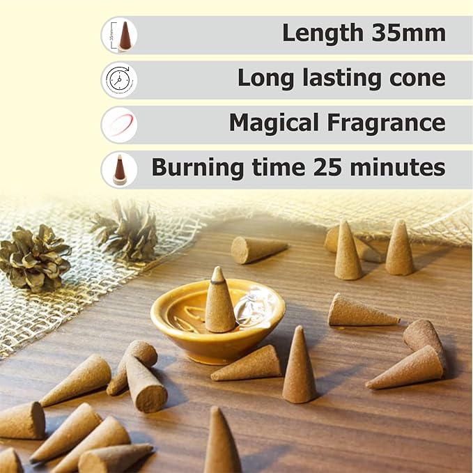 ARO VATIKA Vedic Sandalwood Natural Masala 120 Incense Cones in Pack of 12 Boxes |12 Assorted Fragrances Dhoop Cones | Best for Prayer, Reiki, Meditation and Relaxation | Burn time- 25 Mins AROVATIKA