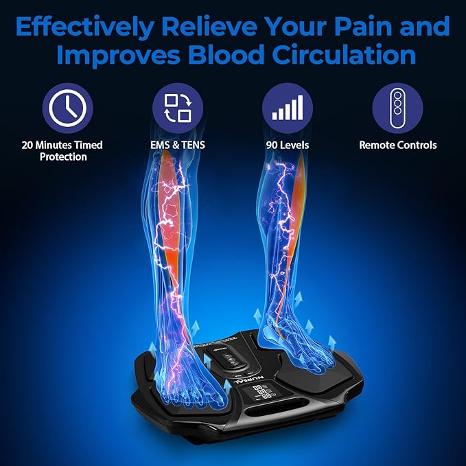 NURSAL TENS EMS Foot Massager for Neuropathy, Foot Nerve Muscle Stimulator Pro, Circulation and Body Pain Relief with TENS Unit Muscle Stimulator Pads, Electric Feet Legs Blood Circulation Machine - Bloomnest