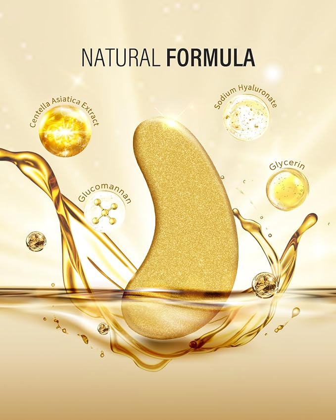 24k Gold Under Eye Patches (15 Pairs), eye mask, Collagen Skin Care Products, Eye Patches for Puffy Eyes, eye masks for dark circles and puffiness - Bloomnest