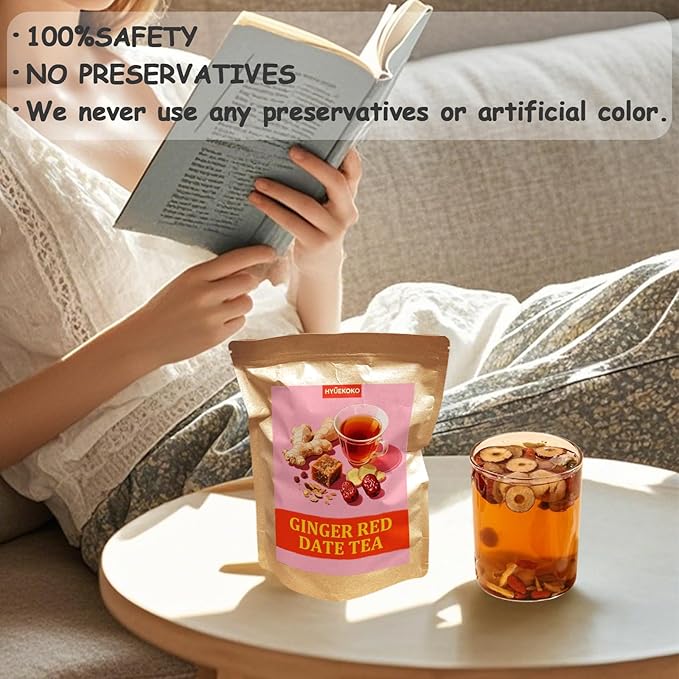 40 Bags Ginger Red Date Tea, Caffeine-Free Natural Ingredients Herbal Tea Bags, No Additives, Daily Enjoyment Tea for Women - Bloomnest