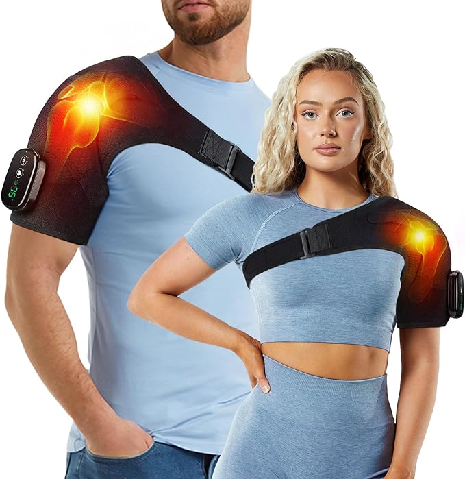Heated Shoulder Wrap with Massage, Shoulder Heating Pad for Rotator Cuff Frozen Shoulder, Cordless Shoulder Heating Pads Shoulder Massager with Heat - Bloomnest