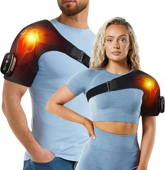 Heated Shoulder Wrap with Massage, Shoulder Heating Pad for Rotator Cuff Frozen Shoulder, Cordless Shoulder Heating Pads Shoulder Massager with Heat - Bloomnest