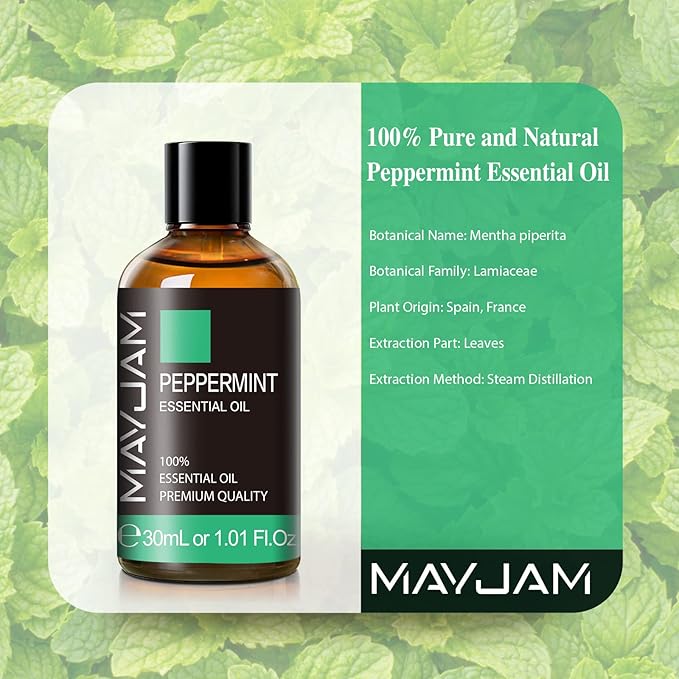 Peppermint Essential Oil, MAYJAM Peppermint Oil for Diffusers for Home, 30ML Pure Essential Oils for Humidifiers or DIY Bath Bomb for Home-1.01FL.OZ - Bloomnest