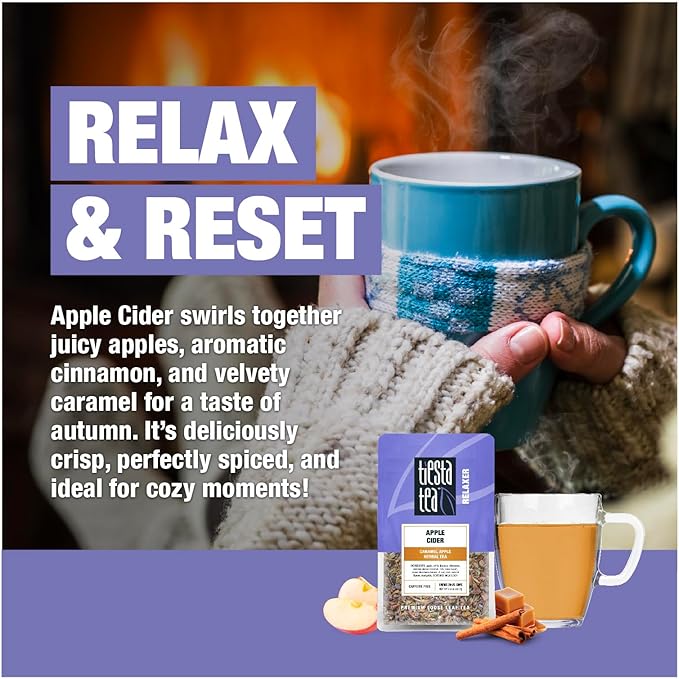Tiesta Tea Apple Cider, Premium Loose Leaf, Caramel Apple Herbal Tea, Non-Caffeinated, Real Fruit, Herbs and Spices, Relaxing Tea BlendsHot or Iced Brew Up to 20-25 Cups, 2oz Resealable Pouch - Bloomnest