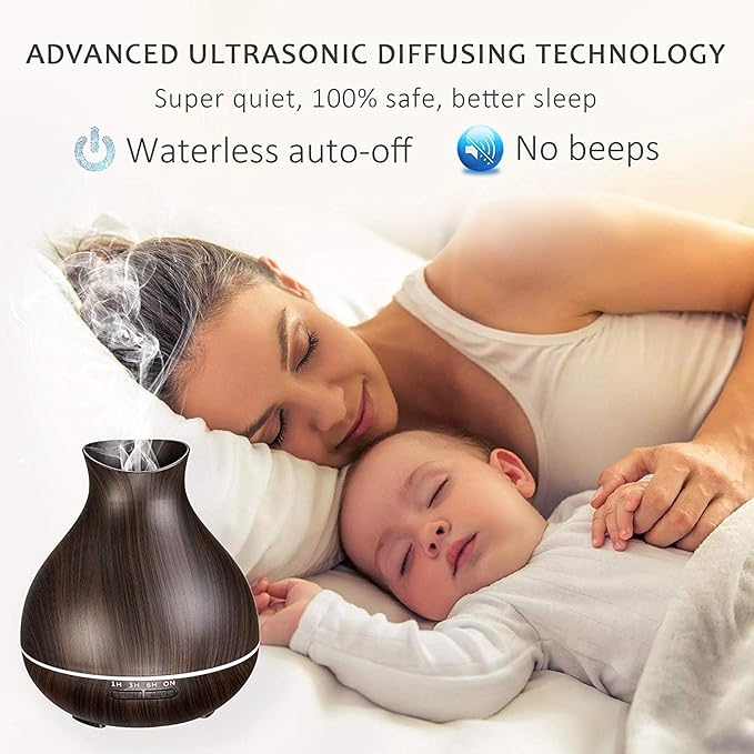 BZseed Aromatherapy Essential Oil Diffuser, 550ml Ultrasonic Fragrant Oil Large Room Humidifier, Diffusers for Home with Timer and Waterless Auto-Off, 7 Color LED Lights,Cool Mist Humidifiers - Bloomnest