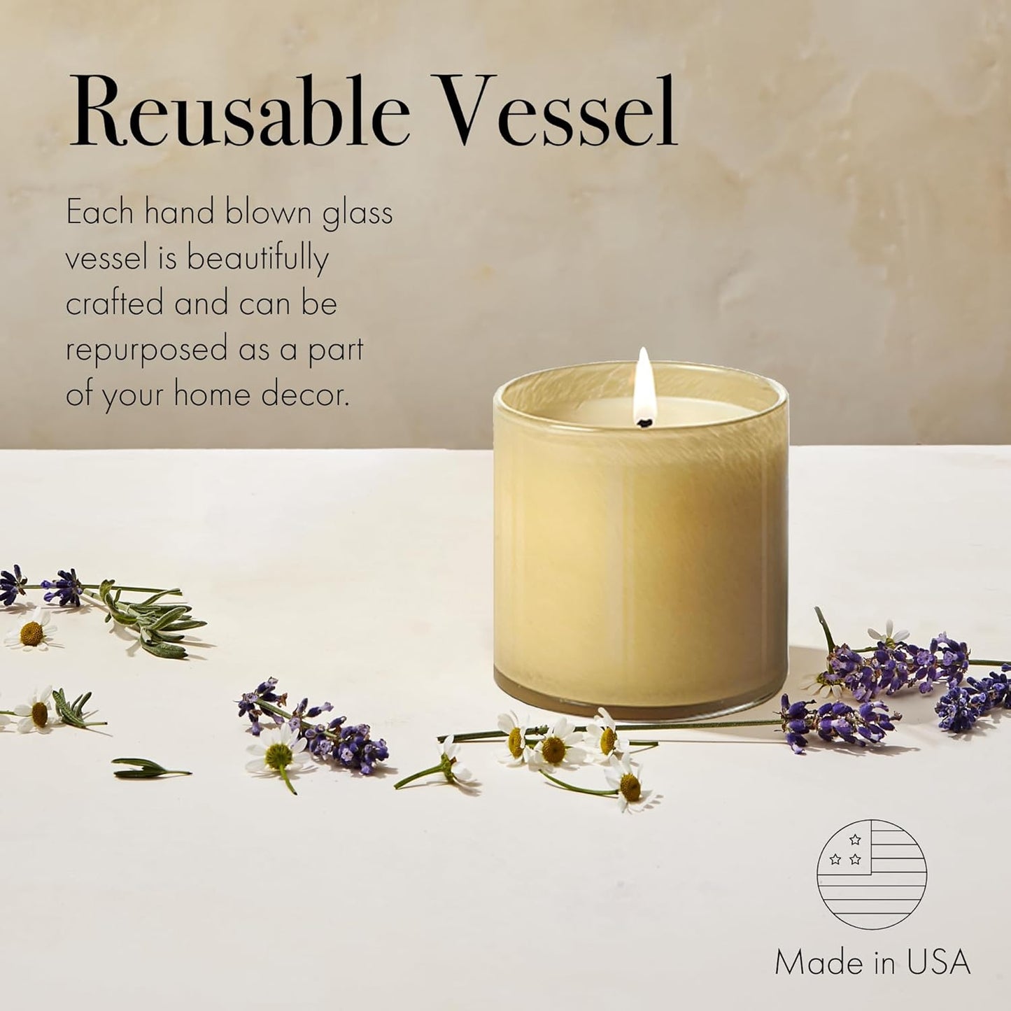 LAFCO New York Signature Candle, Chamomile Lavender - 15.5 oz - 90-Hour Burn Time - Reusable, Hand Blown Glass Vessel - Made in The USA