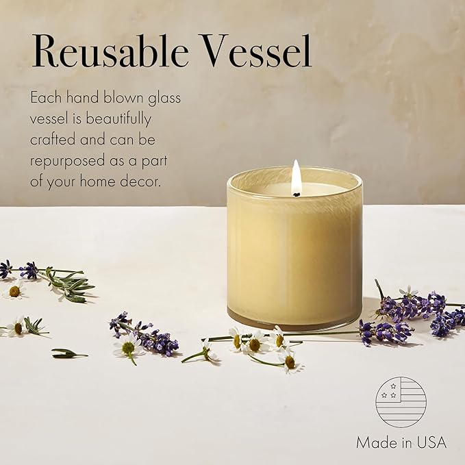 LAFCO New York Signature Candle, Chamomile Lavender - 15.5 oz - 90-Hour Burn Time - Reusable, Hand Blown Glass Vessel - Made in The USA - Bloomnest