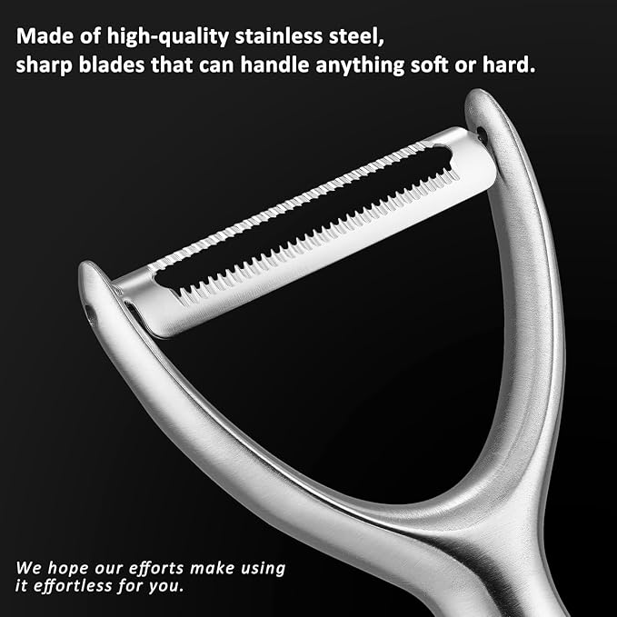 Serrated Blade Premium Y Type 304 Stainless Steel Multifunctional Kitchen Peeler Real Wood Handle Ultra Sharp Blade Vegetable Potato Apple(Aosuan) - Bloomnest