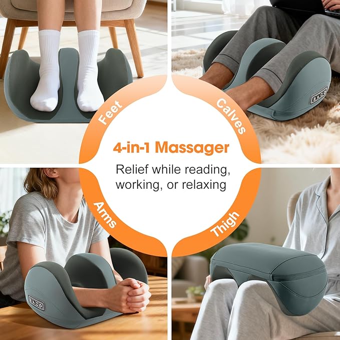 Homesy Foot Massager with Heat, Shiatsu Foot and Calf Electric Kneading Massager Machine with Roller for Relaxation, Plantar Fasciitis, Pain Relief, Gifts for Women & Men, Grey - Bloomnest