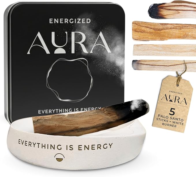 5 Palo Santo Sticks with White Holder (White) ENERGIZEDAURA