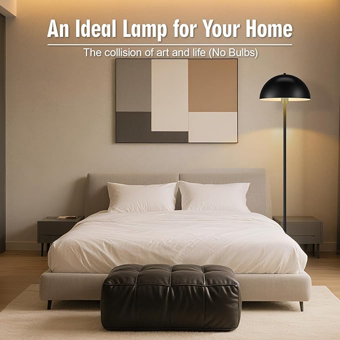Industrial Floor Lamp, Floor Lamp for Living Room, 66Inch Tall Modern Standing Lamp, Black Stand Up Lamp with Metal Dome Shade, Mid Century Corner Reading Lamp for Bedroom Office Nursery Room, NO BULB - Bloomnest