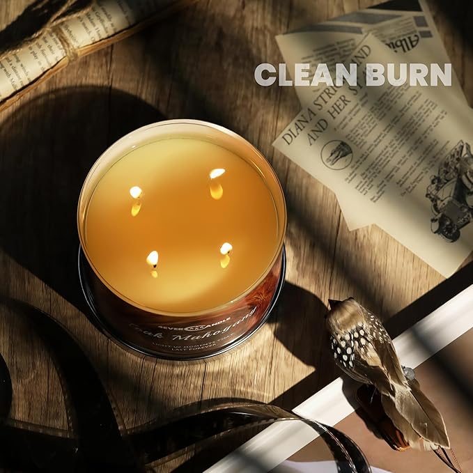 Soy Wax Blend Candle for Home, 4-Wick Candles in Teakwood & Mahogany Scented, Aromatherapy Candles Gift for Parties, Relaxing, Over 50 Hours of Burn Time, 18oz - Bloomnest
