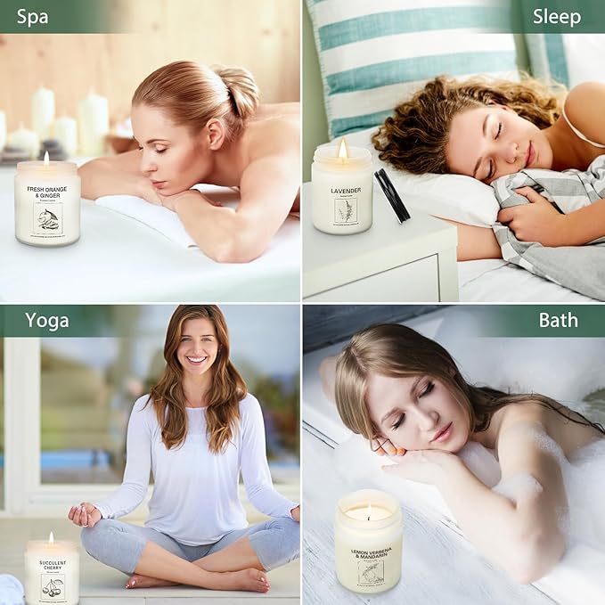 Natural Soy Wax Aromatherapy Candles - 4 Pack 7.1oz, Over 240 Hours Burn Time, Scented Candles Gifts for Women - Lavender - Bloomnest