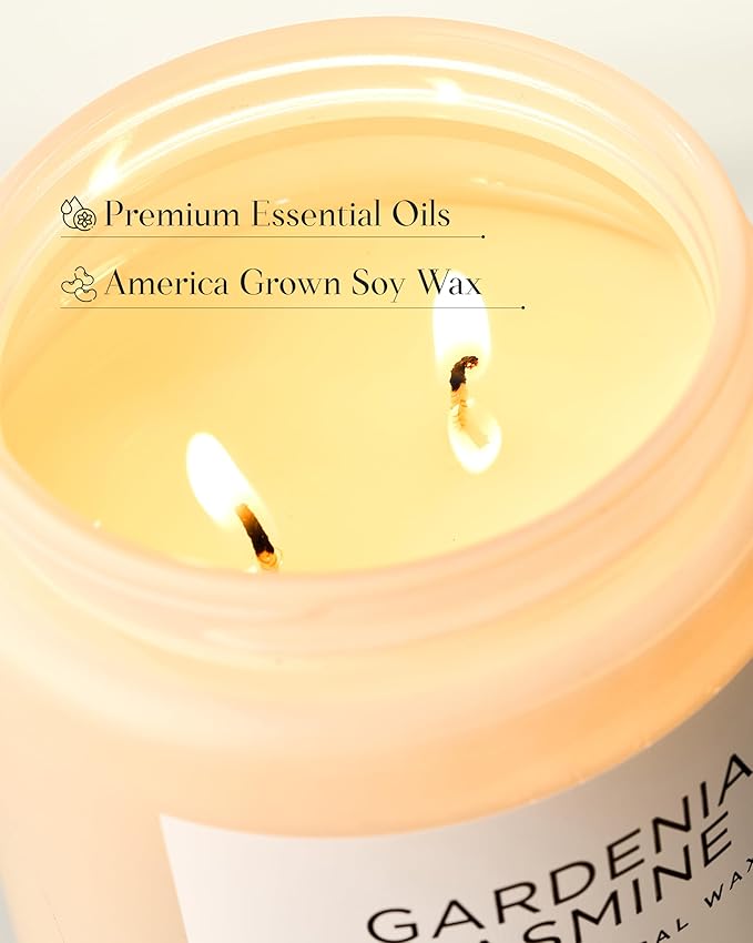 M&SENSE Gardenia Jasmine Scented Candle, 110 Hours Slow Burning Clean Non Toxic 19.4oz 2 Wicks Highly Scented Aromatherapy Candle for Housewarming Gifts, Long Lasting Fragrance for Bath & Office - Bloomnest