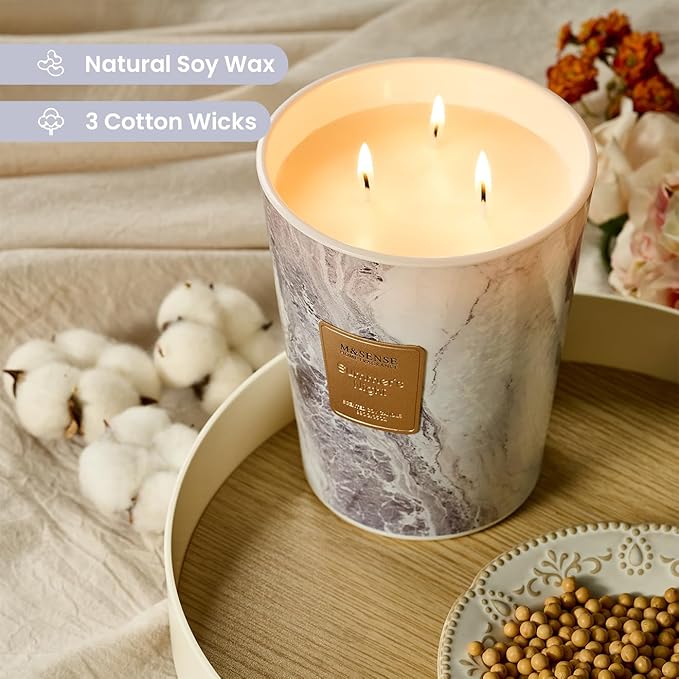 M&SENSE Summer Night Scented Candles for Home, 3-Wick Highly Scented Jar Candles, Extra Large Candle 35 Oz 150 Hours Long Lasting Burning, Relaxing Aromatherapy Candle for Stress Relief, Meditation - Bloomnest