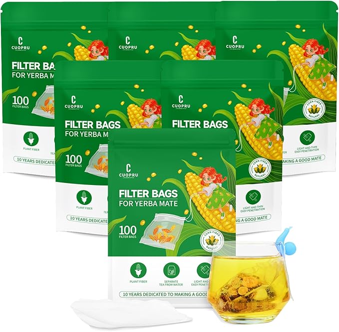 Tea Filter Bags with Drawstring for Yerba Mate Loose Leaf, Safe and Natural Material, Disposable Tea Infuser, 3.94 x 3.15 inches (600pcs) - Bloomnest