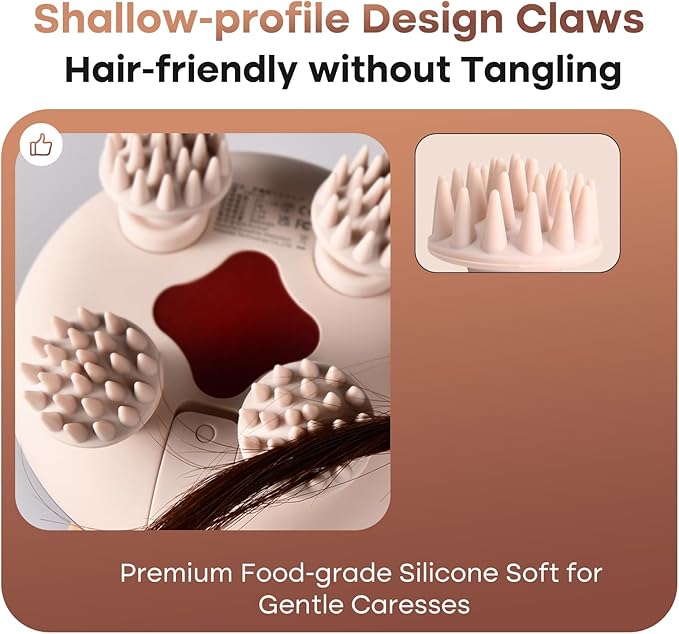 arboleaf Scalp Massager Kneading Head Massager Scalp Stress Relax Portable Rechargeable Hair Massager Shower Massage Waterproof Cat Massager Scratcher,Gift for Mom Dad arboleaf