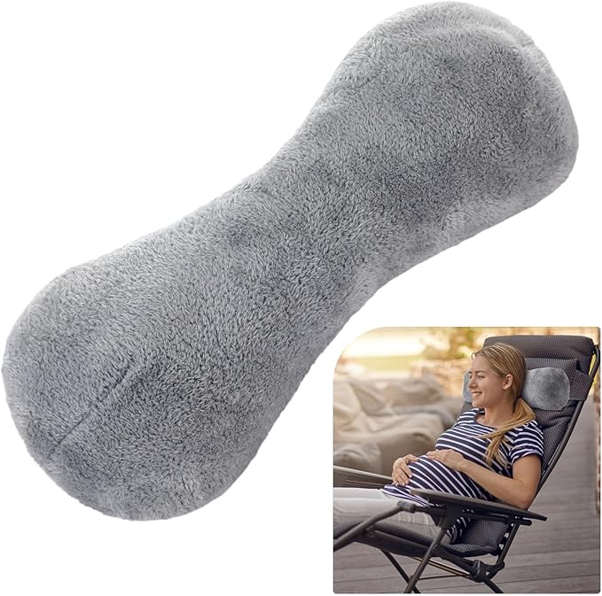 1 Pc Neck Pillow for Recliner Headrest Pillow Bone Shaped Chair Plush with Adjustable Strap Neck Support and Pain Relief Curve Head Cushion for Car Travel Airplane (Grey) - Bloomnest