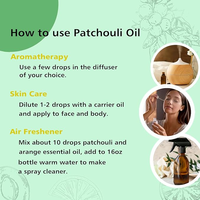 Patchouli Essential Oil 1 Oz, 100% Pure Patchouli Oil for Skin, Diffuser, Perfume & DIY - 30ml - Bloomnest