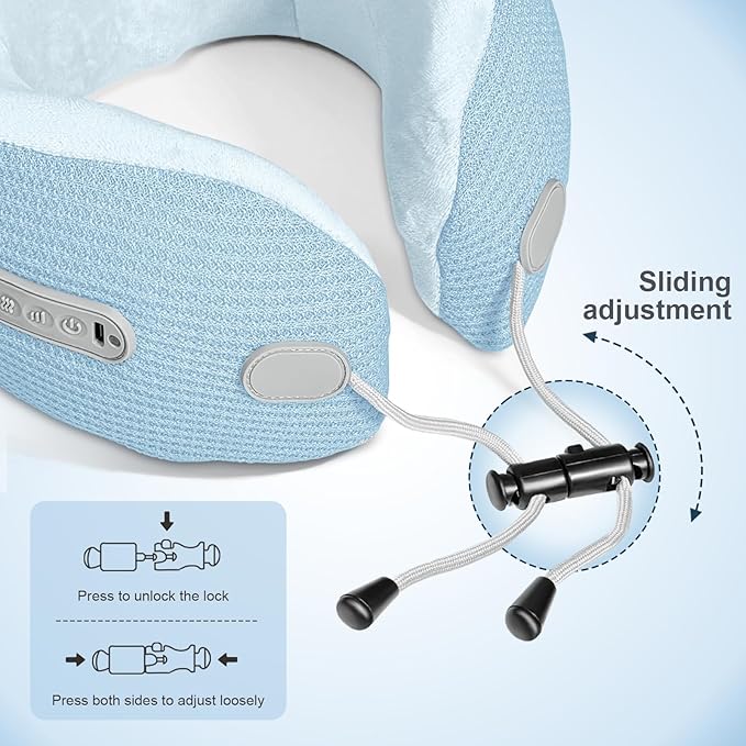 Electric Neck Massager,Portable Travel Pillow with Massage and Heat,Rechargeable Vibrating Neck Pillow Massager,Perfect for Pain Relief at Home, Office,Travel,Fathers Day Gift Ideas(Blue) - Bloomnest