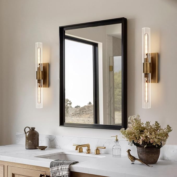 24.8" L Minimalist Style Wall Sconces Set of 2, Brass Wall Lights Fixtures Morden Cylinder Wall Light for Bathroom Vanity Light Indoor Wall Mounted Lamps for Living Room,Bedroom,Hallway - Bloomnest