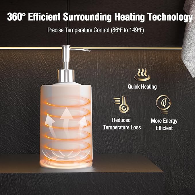 Massage Oil Lotion Warmer, Massage Oil Heater for SPA Massage Therapy and Personal Use, Portable Body Oil Warmer Dispenser with Two Massage Bottles, Adjustable Temperature(86-149°F), White - Bloomnest