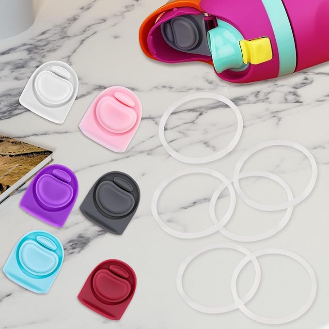 6 Sets Replacement Stopper and O Ring Gasket Compatible with Owala FreeSip 24oz 32oz,Water Bottle Lid Insert Cap Rubber Seal Parts for Owala 16/19/24/32/40oz Mouthpiece Accessories F6 Frokolla