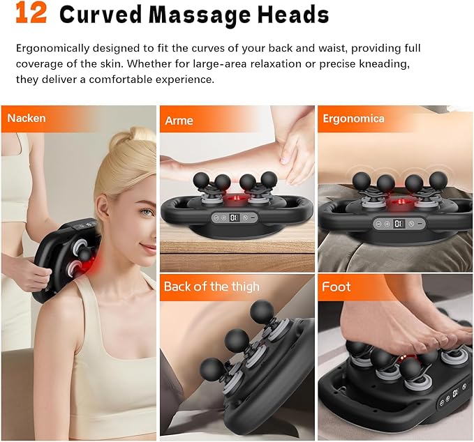 AdamPark 12-Head Massage Gun Set, Deep Tissue Muscle Massagers Tools Electric Percussion Massagers with 9 Modes Quiet Massager for Back Pain Full Body Muscle Pain Relief, Ideal Gifts for Women, Men - Bloomnest