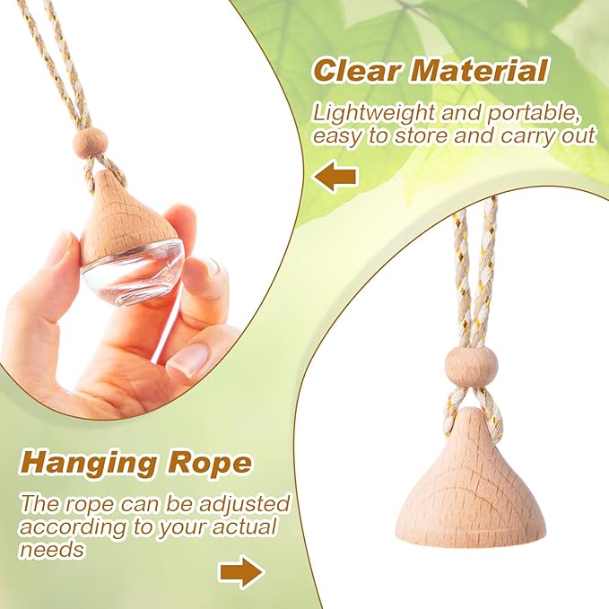 BBTO 50 Pcs Hanging Car Air Freshener Car Diffuser Bottles Empty Glass Perfume Bottle Freshener Diffuser Bottle Pendant for Essential Oil Fragrance Aromatherapy Bottle Ornament(Water Drop) - Bloomnest