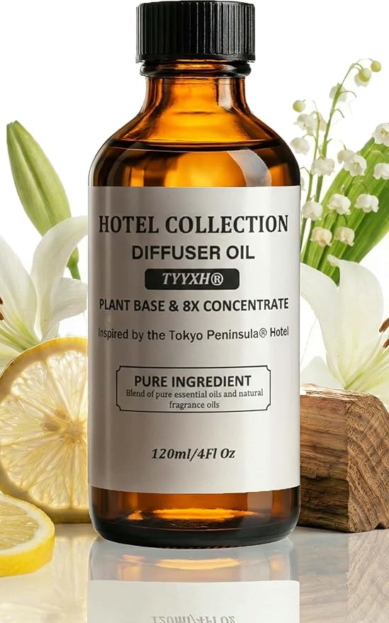 Hotel Diffuser Oil Inspired by Tokyo Peninsula – Fragrance & Essential Oil Blend for Waterless & Cold Air Diffusers – Sansho, Lemon, Sandal – Long-Lasting Aroma – Aromatherapy – 4 Fl Oz Glass Bottle - Bloomnest