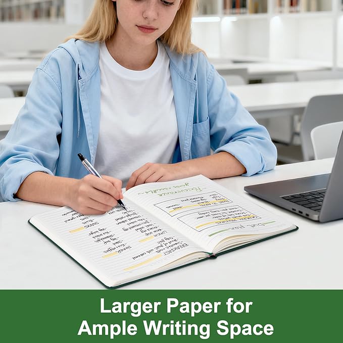 COMIX B5 Lined Journal Notebooks, 240 Pages, 6.9 x 9.8 Inches, Dark Green, Hardcover Journaling Notebooks for Men & Women- Fits for Office, Business, School, Notes Taking & Writing - Bloomnest