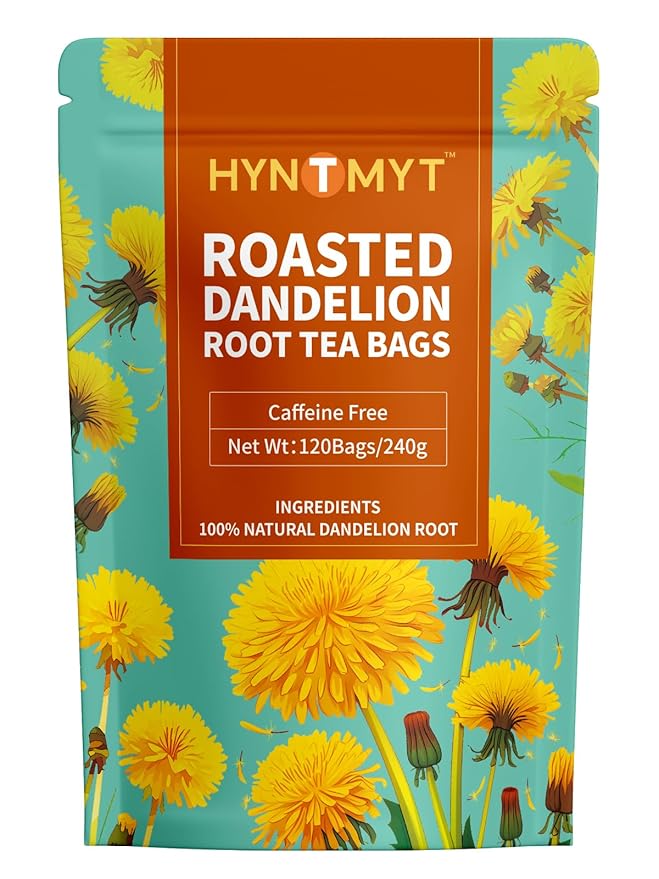 HYNTMYT Roasted Dandelion Root Tea Bags, Pure Dandelion Root Tea, Smooth & Mild Taste, Coffee Alternative, Caffeine Free, 120 Count - Bloomnest
