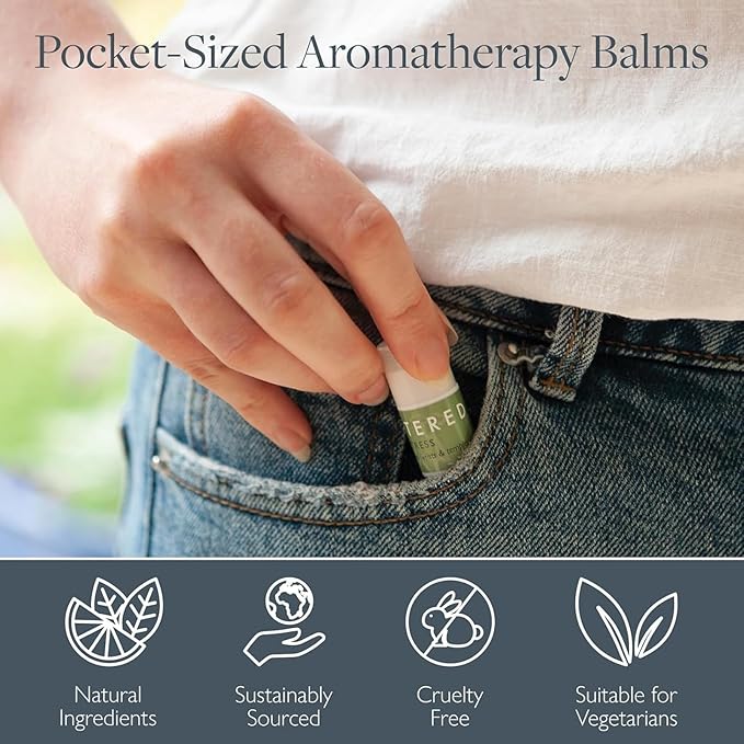 Scentered Aromatherapy Gift Set, Mini Roll On Essential Oil Balms for Sleep, Focus, Stress-Relief, Calm, Mood Boost - Set of 6 Premium Blends - Aromatherapy Gifts for Women