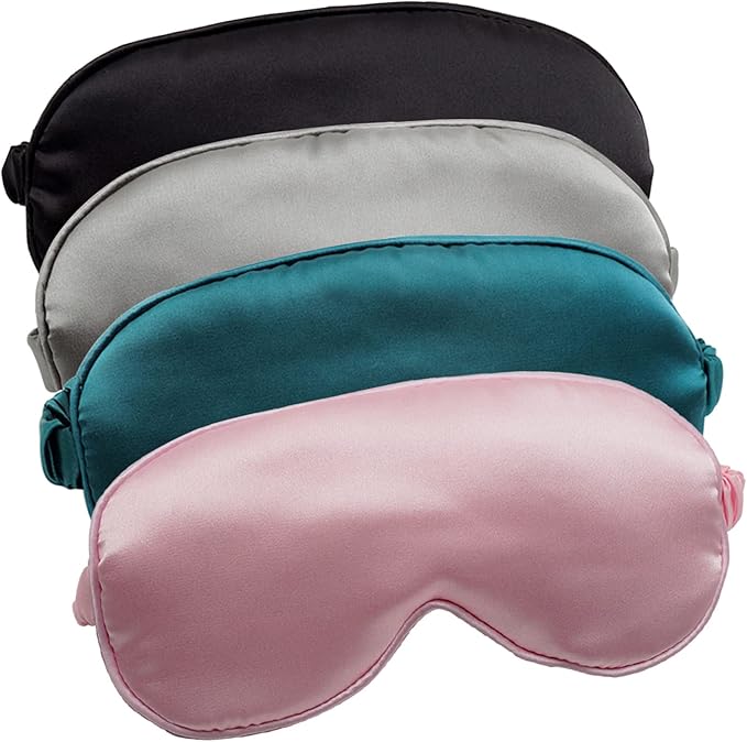 Sleep Mask 4 Pack Silk Eye Cover Soft Satin Blindfold Elastic Strap Night Eyeshade Travel Nap for Women Men - Bloomnest