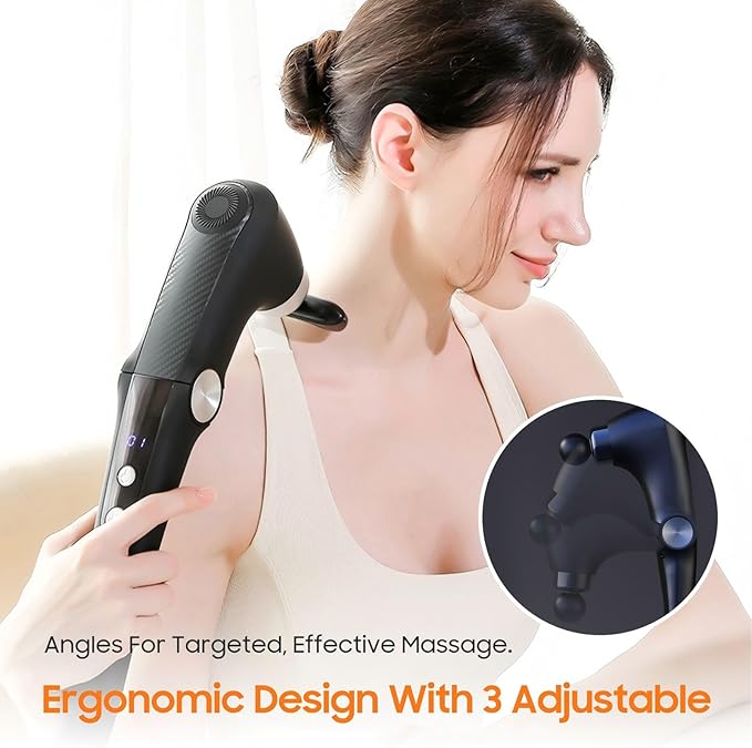 Massage Gun with 10 Replacement Heads, Massage Gun with Heat, Back Massager for Pain Relief Deep Tissue, Massager for Shoulder & Back Muscle Recovery, - Bloomnest